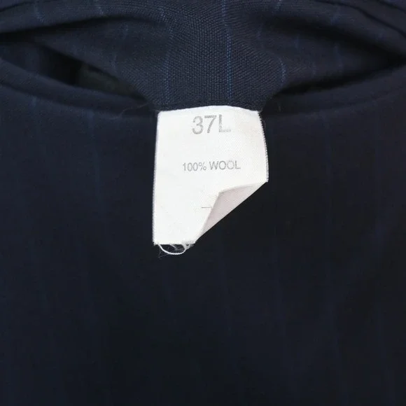 Jos A Bank 43L 36x32 Navy Blue Striped 100% Wool Mens Jacket Pants Suit